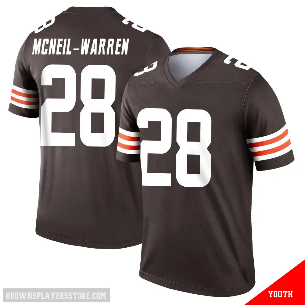 ＃28 Youth Emmanuel McNeil-Warren Brown Legend Cleveland Browns Jersey