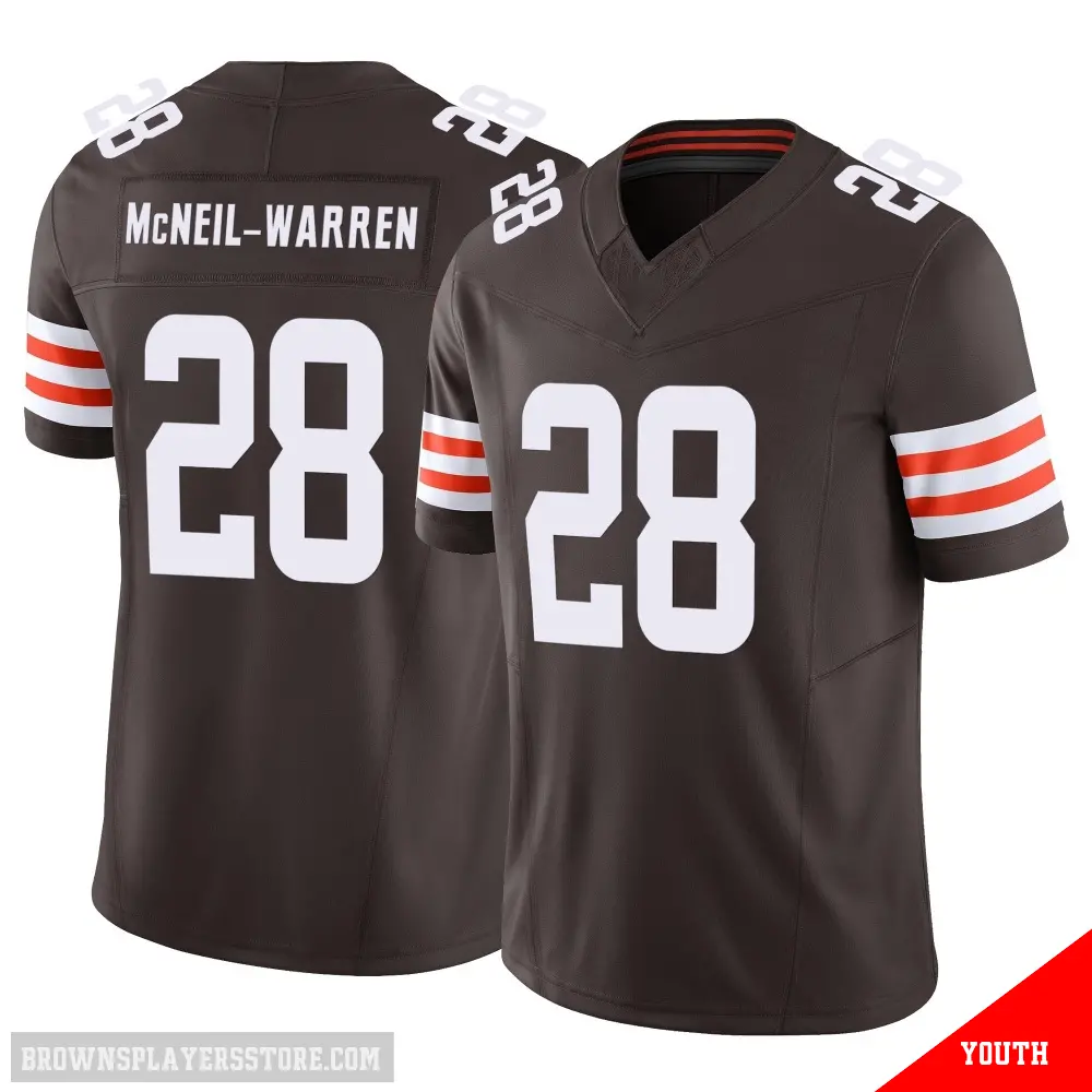 ＃28 Youth Emmanuel McNeil-Warren Brown Limited Cleveland Browns Vapor F.U.S.E. Jersey