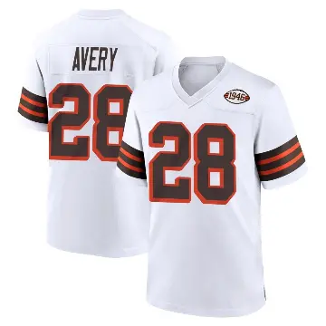 ＃28 Youth Tre Avery White Game Cleveland Browns 1946 Collection Alternate Jersey