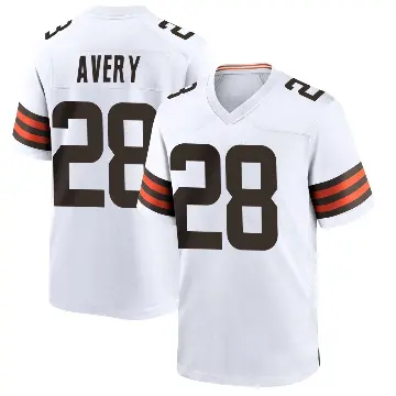 ＃28 Youth Tre Avery White Game Cleveland Browns Jersey