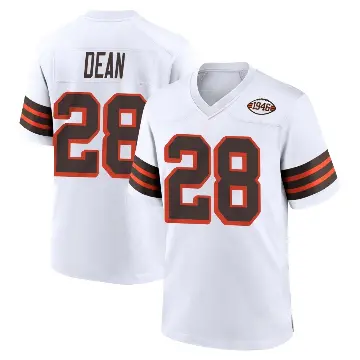 ＃28 Youth Trey Dean III White Game Cleveland Browns 1946 Collection Alternate Jersey