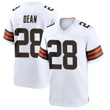 ＃28 Youth Trey Dean III White Game Cleveland Browns Jersey