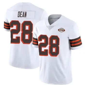 ＃28 Youth Trey Dean III White Limited Cleveland Browns Vapor 1946 Collection Alternate Jersey