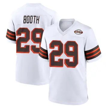 ＃29 Men's Davon Booth White Game Cleveland Browns 1946 Collection Alternate Jersey