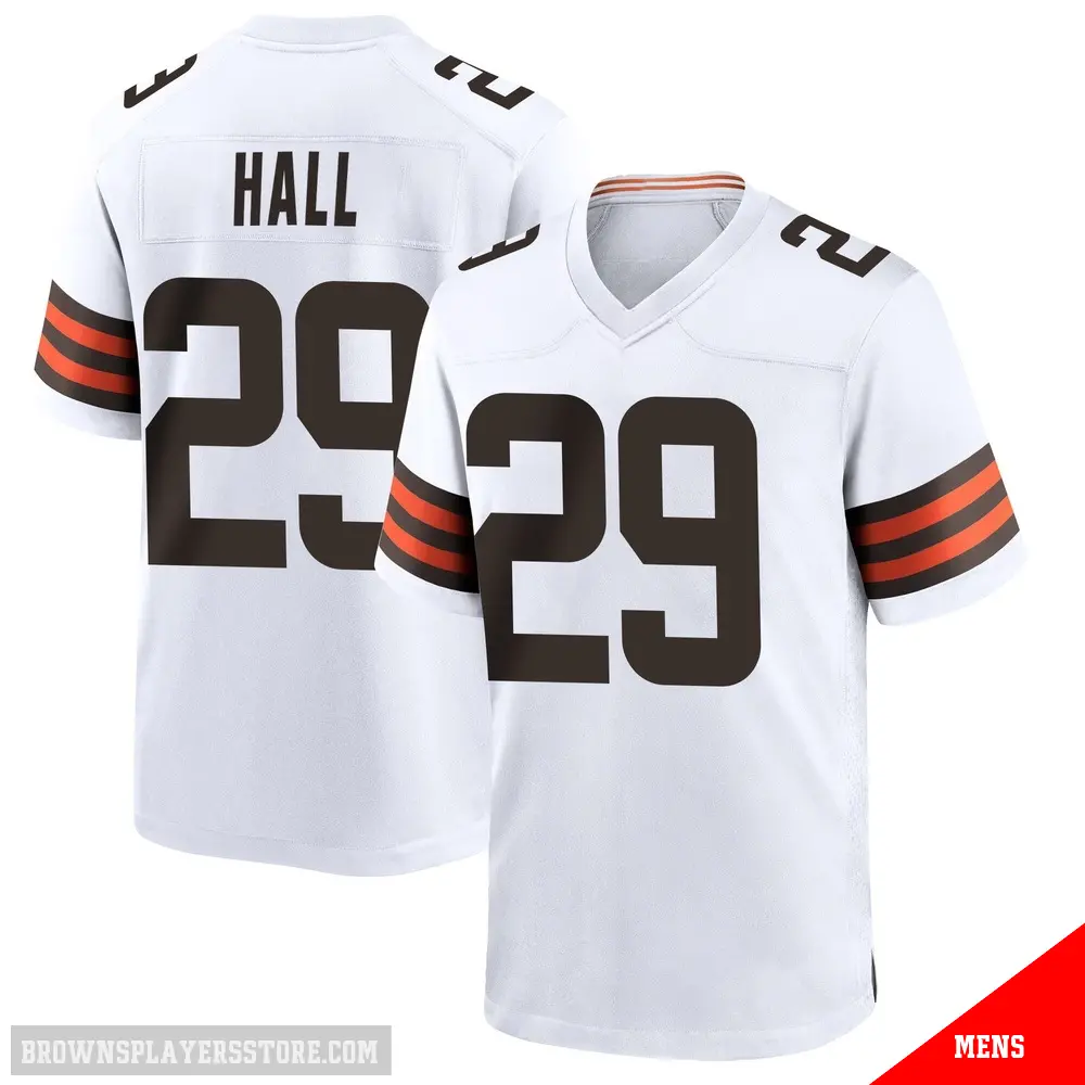 ＃29 Men's Tyler Hall White Game Cleveland Browns Jersey