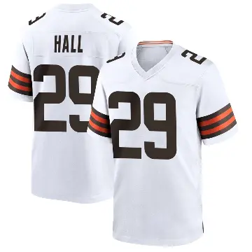 ＃29 Men's Tyler Hall White Game Cleveland Browns Jersey