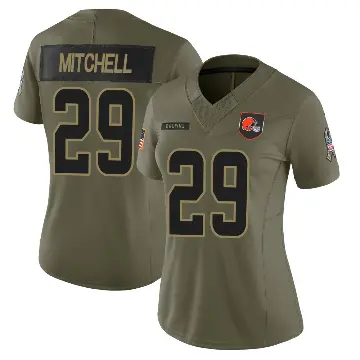 ＃29 Women's Cameron Mitchell Olive Limited Cleveland Browns 2025 Salute to Service Jersey