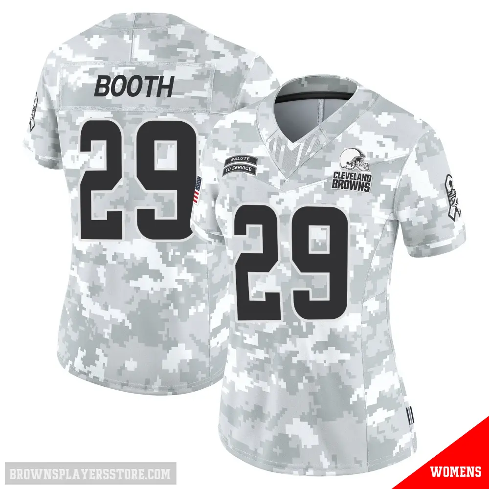 ＃29 Women's Davon Booth Arctic Camo Limited Cleveland Browns 2024 Salute to Service Jersey