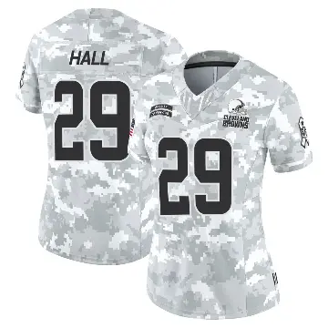 ＃29 Women's Tyler Hall Arctic Camo Limited Cleveland Browns 2024 Salute to Service Jersey