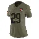 ＃29 Women's Tyler Hall Olive Limited Cleveland Browns 2025 Salute to Service Jersey