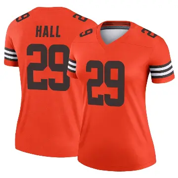 ＃29 Women's Tyler Hall Orange Legend Cleveland Browns Inverted Jersey