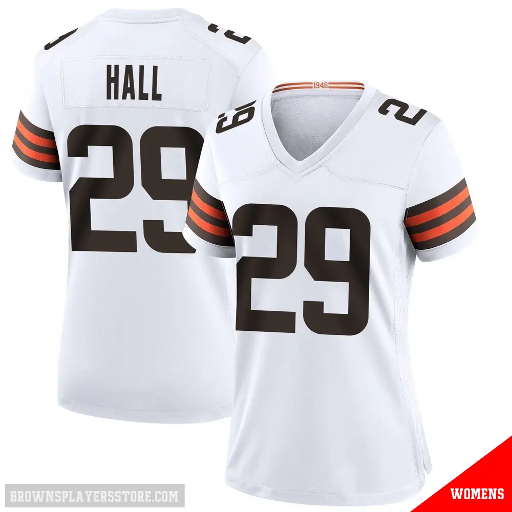 ＃29 Women's Tyler Hall White Game Cleveland Browns Jersey
