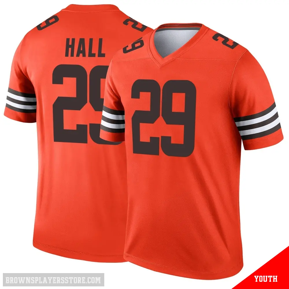 ＃29 Youth Tyler Hall Orange Legend Cleveland Browns Inverted Jersey