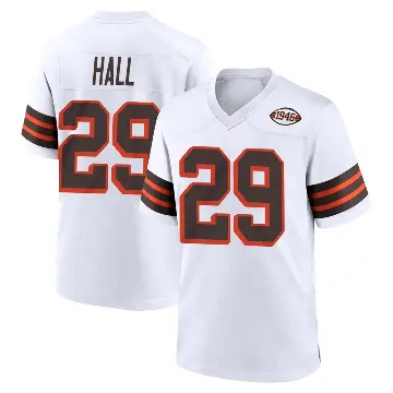 ＃29 Youth Tyler Hall White Game Cleveland Browns 1946 Collection Alternate Jersey