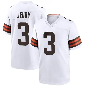 ＃3 Men's Jerry Jeudy White Game Cleveland Browns Jersey