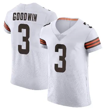 ＃3 Men's Marquise Goodwin White Elite Cleveland Browns Vapor Jersey
