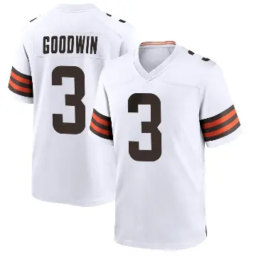 ＃3 Men's Marquise Goodwin White Game Cleveland Browns Jersey