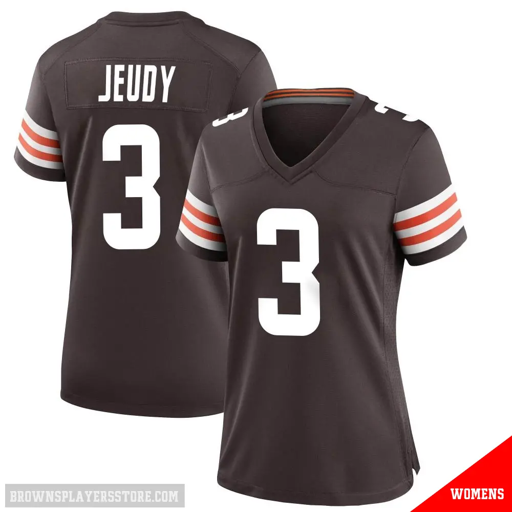 ＃3 Women's Jerry Jeudy Brown Game Cleveland Browns Team Color Jersey