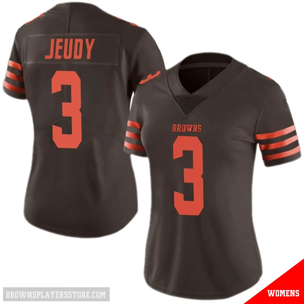 ＃3 Women's Jerry Jeudy Brown Limited Cleveland Browns Color Rush Jersey