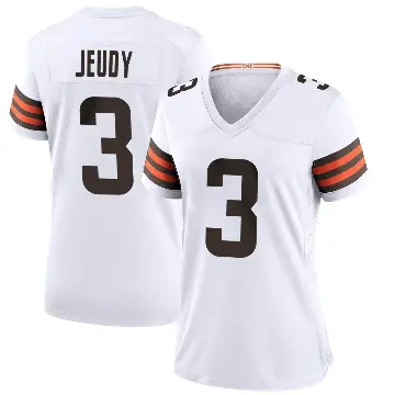 ＃3 Women's Jerry Jeudy White Game Cleveland Browns Jersey