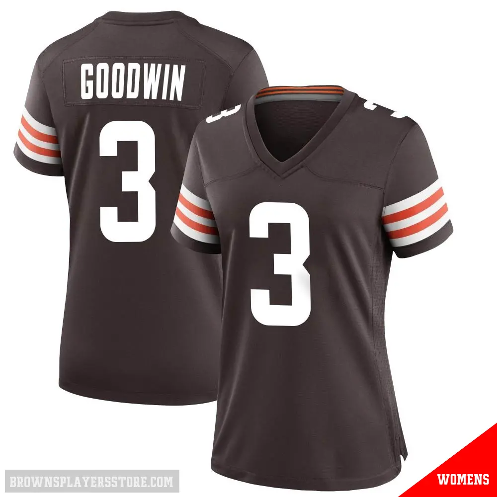 ＃3 Women's Marquise Goodwin Brown Game Cleveland Browns Team Color Jersey