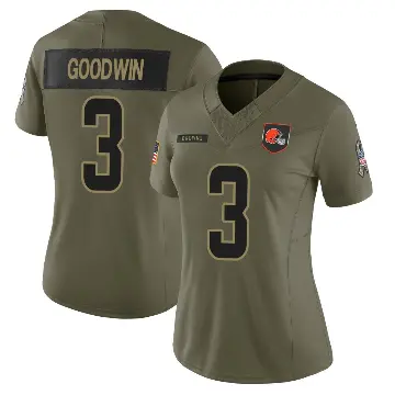 ＃3 Women's Marquise Goodwin Olive Limited Cleveland Browns 2025 Salute to Service Jersey