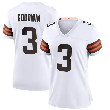 ＃3 Women's Marquise Goodwin White Game Cleveland Browns Jersey