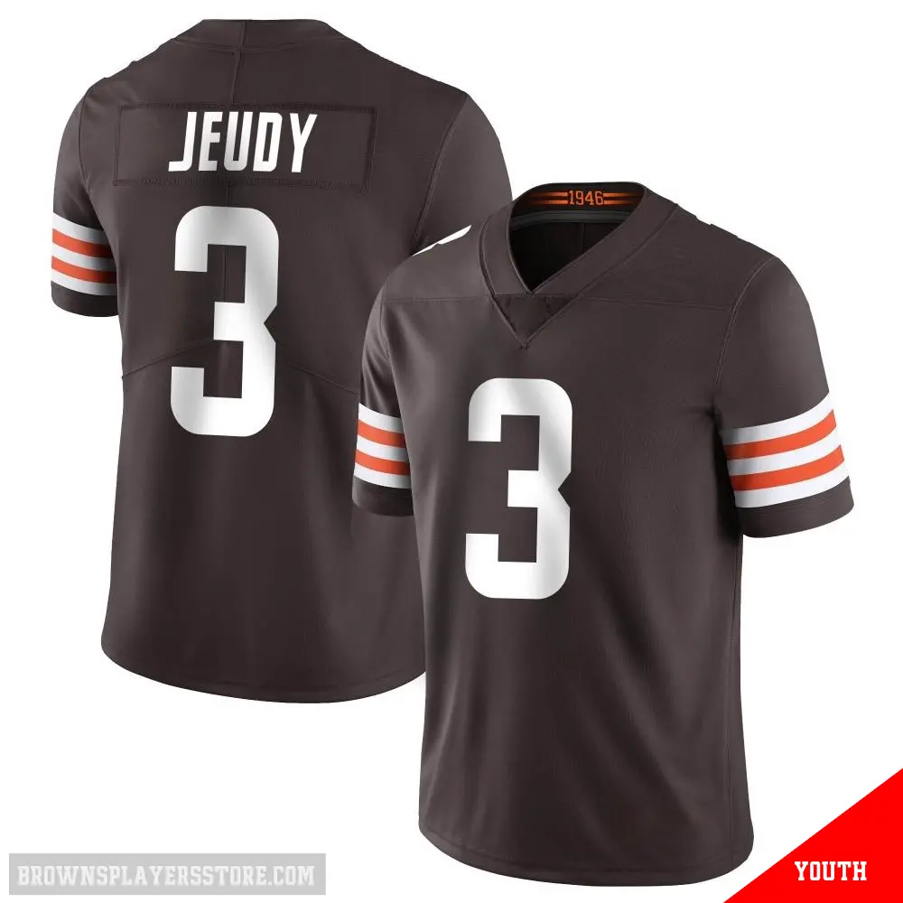 ＃3 Youth Jerry Jeudy Brown Limited Cleveland Browns Team Color Vapor Untouchable Jersey