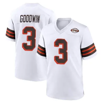 ＃3 Youth Marquise Goodwin White Game Cleveland Browns 1946 Collection Alternate Jersey