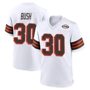 ＃30 Men's Devin Bush White Game Cleveland Browns 1946 Collection Alternate Jersey