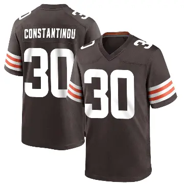 ＃30 Men's Nik Constantinou Brown Game Cleveland Browns Team Color Jersey