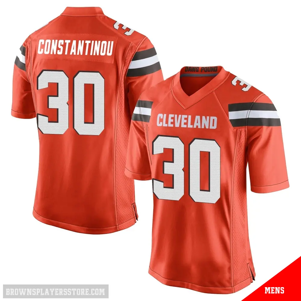 ＃30 Men's Nik Constantinou Orange Game Cleveland Browns Alternate Jersey