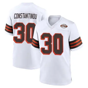 ＃30 Men's Nik Constantinou White Game Cleveland Browns 1946 Collection Alternate Jersey