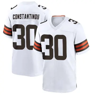 ＃30 Men's Nik Constantinou White Game Cleveland Browns Jersey