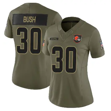 ＃30 Women's Devin Bush Olive Limited Cleveland Browns 2025 Salute to Service Jersey