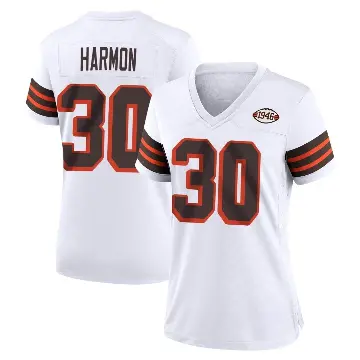 ＃30 Women's Duron Harmon White Game Cleveland Browns 1946 Collection Alternate Jersey