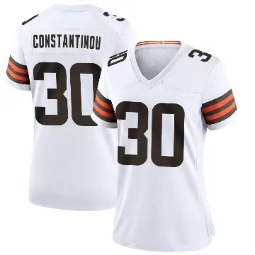 ＃30 Women's Nik Constantinou White Game Cleveland Browns Jersey