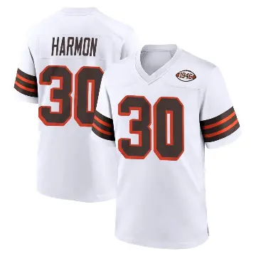 ＃30 Youth Duron Harmon White Game Cleveland Browns 1946 Collection Alternate Jersey