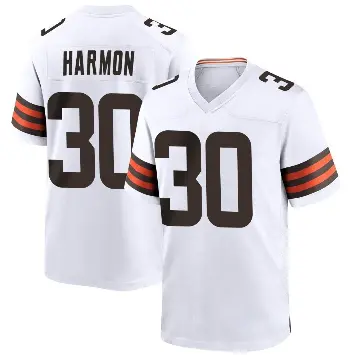 ＃30 Youth Duron Harmon White Game Cleveland Browns Jersey