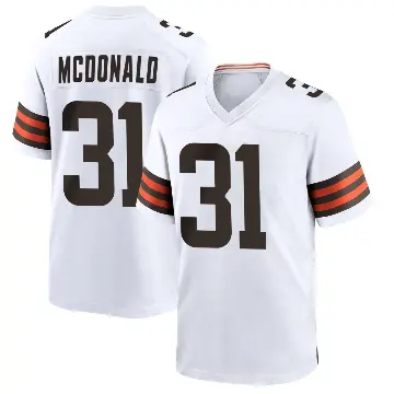 ＃31 Men's Cade McDonald White Game Cleveland Browns Jersey