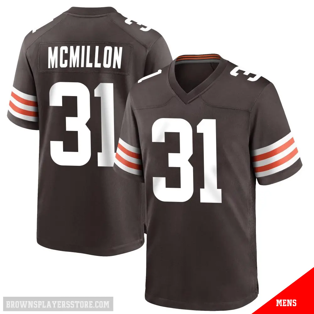 ＃31 Men's Donovan McMillon Brown Game Cleveland Browns Team Color Jersey