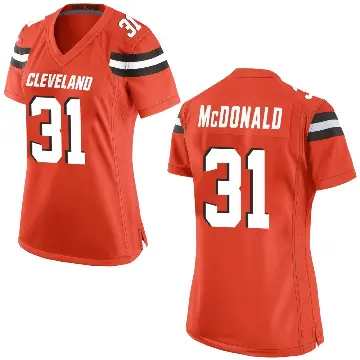 ＃31 Women's Cade McDonald Orange Game Cleveland Browns Alternate Jersey