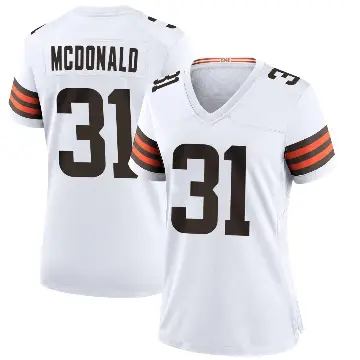 ＃31 Women's Cade McDonald White Game Cleveland Browns Jersey