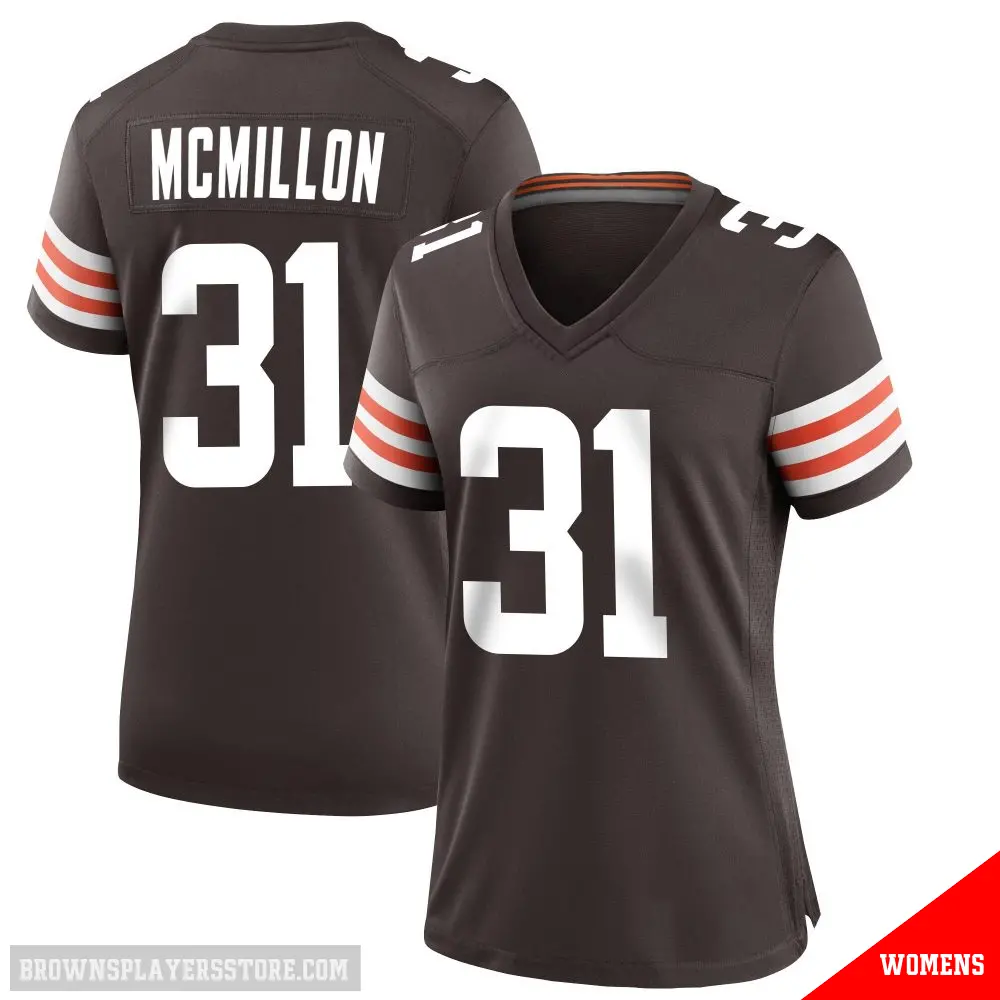 ＃31 Women's Donovan McMillon Brown Game Cleveland Browns Team Color Jersey
