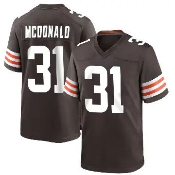 ＃31 Youth Cade McDonald Brown Game Cleveland Browns Team Color Jersey