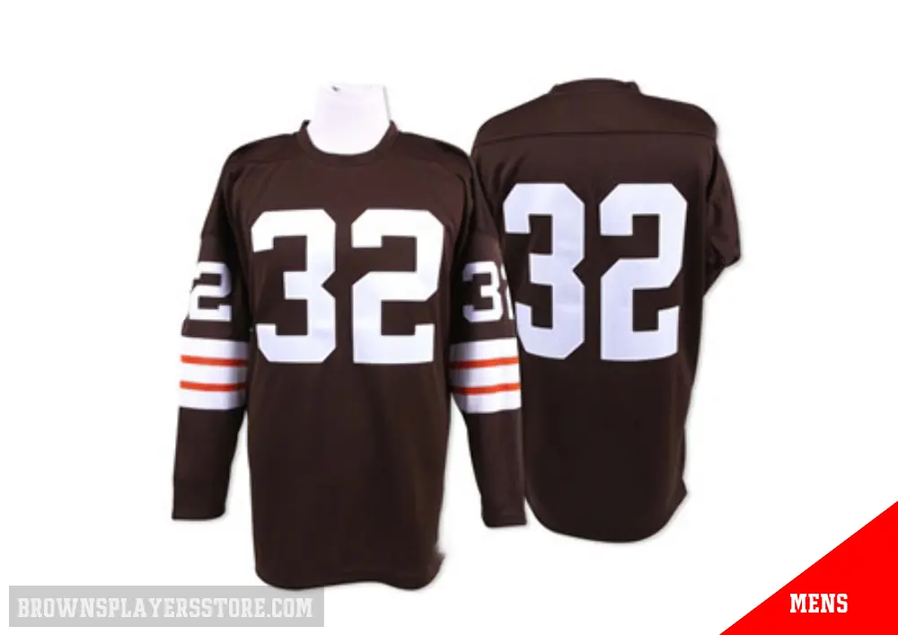 ＃32 Men's Jim Brown Brown Authentic Cleveland Browns Mitchell And Ness Team Color Throwback Jersey