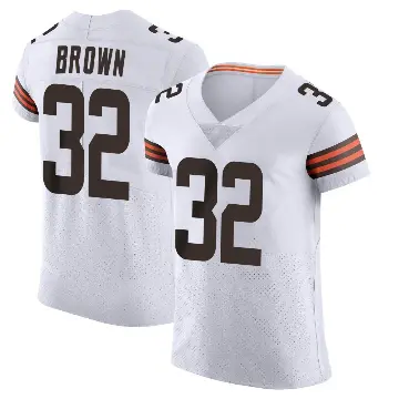 ＃32 Men's Jim Brown White Elite Cleveland Browns Vapor Jersey
