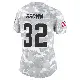 ＃32 Women's Jim Brown Arctic Camo Limited Cleveland Browns 2024 Salute to Service Jersey