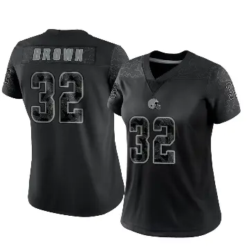 ＃32 Women's Jim Brown Black Limited Cleveland Browns Reflective Jersey