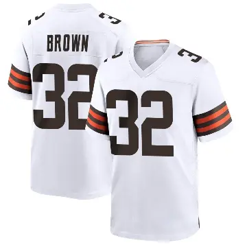 ＃32 Youth Jim Brown White Game Cleveland Browns Jersey